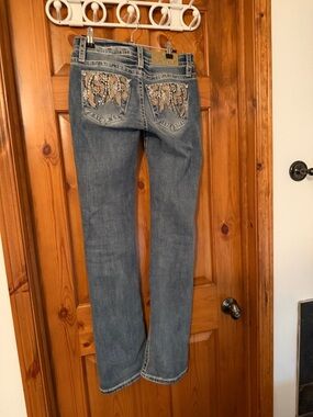 Miss Me Light Blue Boot Cut Jeans with Embellished Back Pockets Size 25 Length34